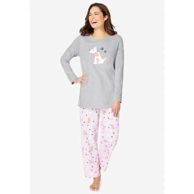 Dreams & Co. Plus Size Petite Long Sleeve Knit PJ Set