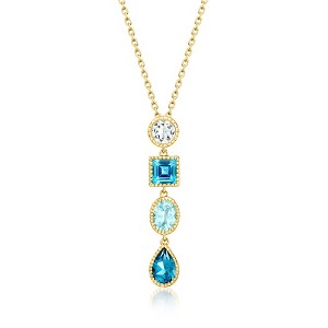 Ross-Simons 5.10 ct. t.w. White and Tonal Blue Topaz Pendant Necklace in 18kt Gold Over Sterling Size 18 - 1 of 3