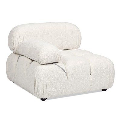 Ivory White Bouclé Modular Lounge Chair with Padded Arm