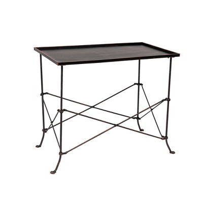 Storied Home 27" Metal Table with Bronze Finish - Brown: No Assembly, Rustic Rectangle Accent Table