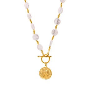 Pearl Choker Necklace for Women - HTUTWOO™ Handpicked Pearl 18K Gold Plated Bead Ball Chain Coin Charm Pendant Vintage Jewelry Gifts for Women Men - 1 of 4