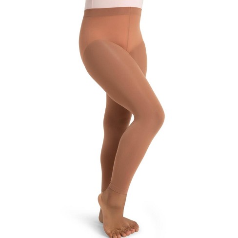 Capezio Suntan Footless Tight w Self Knit Waist Band, Child One Size