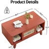 SEVOBAL Coffee Tables Modern Square Coffee Table with Rattan Drawer, Stylish Living Room Centerpiece for Fashioner, Orange, 23.5"*43.7"*15.7" - 3 of 4
