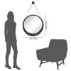 Americanflat 20" Black Round Mirror with Strap - Hanging Mirror for Wall - Circle Mirror for Bathroom, Bedroom, Entryway, Living Room - 3 of 4