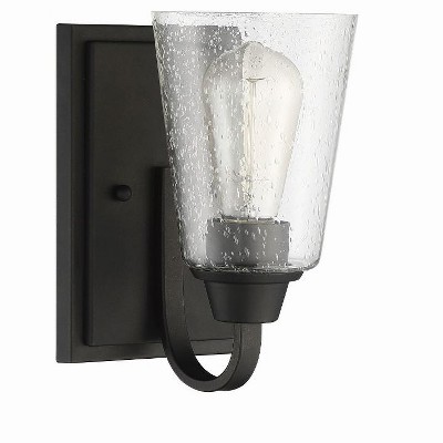 Modern Black Nickel Vanity Sconce with Clear Bell Shade