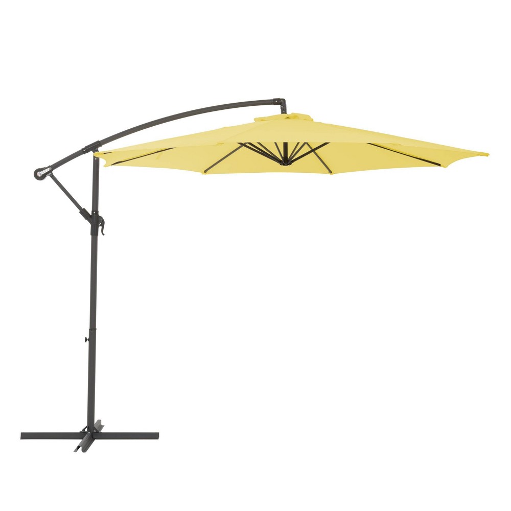 Photos - Parasol CorLiving 9.5' x 9.5' UV Resistant Offset Tilting Cantilever Patio Umbrella Yellow  
