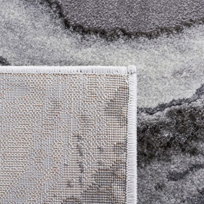 Grey and Dark Grey Abstract Synthetic Rectangular Area Rug, 6'7" x 9'