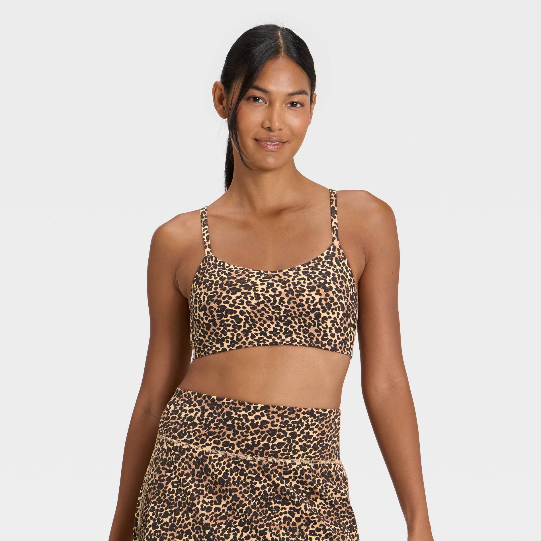 Women's Everyday Soft Light Support Strappy Sports Bra - All In Motion™ Animal Print M