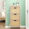 coucheta Natural Rattan Shoe Cabinet with 1 Pull-Out Drawer, Narrow Shoe Storage Cabinet with 3-Tier Adjustable Shelves - 4 of 4