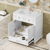 SpassWay 30"L Blue Retro Bathroom Vanity with Ceramic Sink Solid Wood Frame Soft Close Doors - 2 of 4
