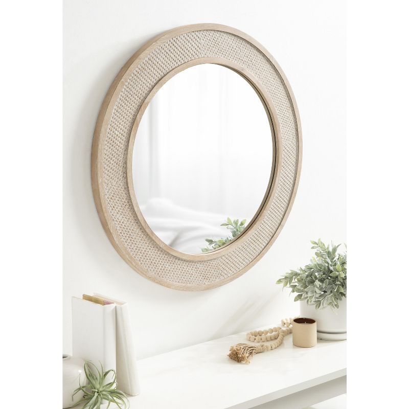 Kate and Laurel Cannondale Round Wood Round Mirror, 28" Diameter, Natural, 5 of 8