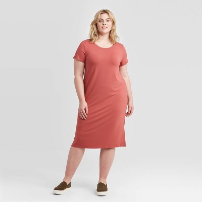 plus size red t shirt dress