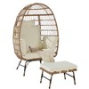 TiramisuBest Oversized Wicker Egg Chair with Cushion & Pillow, 600lbs ¨C Indoor/Outdoor for Porch/Backyard/Balcony (Beige) - 4 of 4