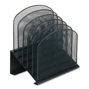 Safco Onyx Mesh Desk Organizer with Tiered Sections, 5 Sections, Letter to Legal Size Files, 11.25" x 7.25" x 12", Black - 1 of 2