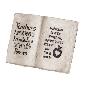 Dicksons Teachers Plant Seeds of Knowledge Stone Grey 8 x 6 Resin Engraved Tabletop Book Plaque - 1 of 3