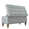 PAGED Upholstered Storage Ottoman Bench Elegant Style Foot Stool with Hidden Support Hinges and Rivets Trim for Family Room - 3 of 4