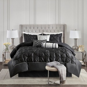 Gulches 7 Piece Tufted Comforter Set Black Cal King - 1 of 4