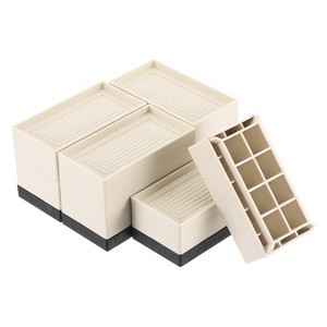 Unique Bargains Heavy Duty Adjustable Bed Accessories and Parts Rectangle Furniture Risers 4 Pcs - 1 of 3