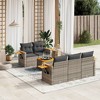vidaXL Garden Sofa Set Grey PE rattan 6 Piece Set Adjustable Armrests - 2 of 4