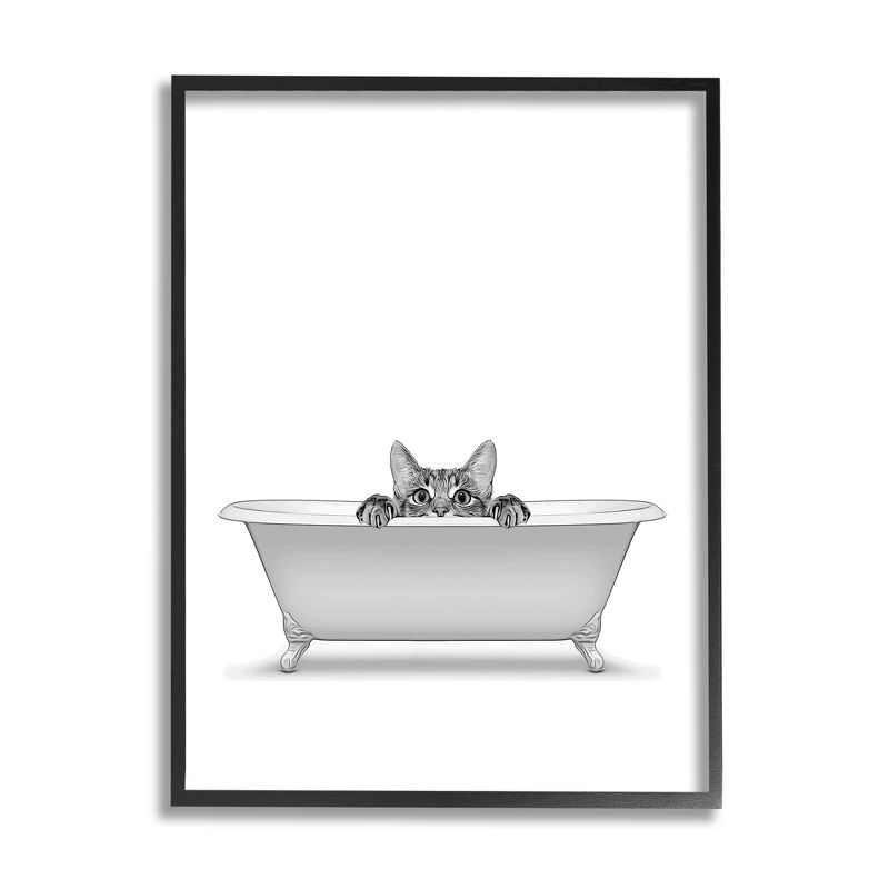 Stupell Industries Cat Peeking Bathroom Tub Framed Giclee Art, 1 of 7