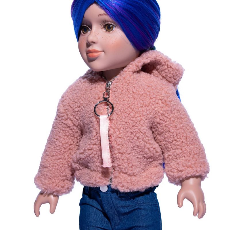 I&#39;M A GIRLY Pink Short Plush Jacket Outfit for 18&#34; Fashion Doll, 4 of 6