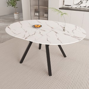 Sapphtopaz Round Dining Table Kitchen Table 31.5" Modern Small Circle Kitchen Table with Metal Black Legs for Kitchen, Small Spaces - 1 of 4