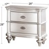 ORRD Classic Bedroom Nightstand Antique Silver Two Drawer Bedside Table - 2 of 4