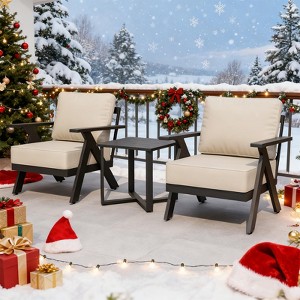 EAGLE PEAK Urban Slate 3 PCS Outdoor Bistro Set with Modern Patio Chairs and Table - 1 of 4