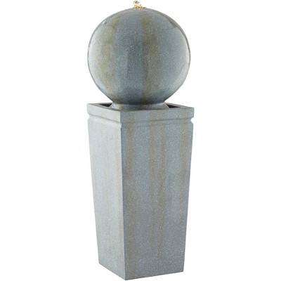 John Timberland Modern Outdoor Bubbler Fountain with Light LED 34 1/4" High Gray Faux Stone for Garden Patio Yard Balcony Roof