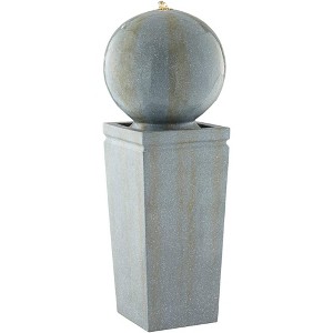 John Timberland Ball and Pillar Modern Bubbler Outdoor Floor Water Fountain with LED Light 34 1/4" for Yard Garden Patio Home Deck Porch House Balcony - 1 of 4