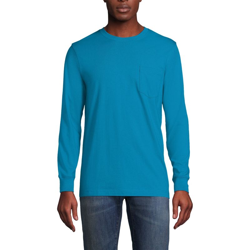 Lands' End Men's Super-T Long Sleeve T-Shirt with Pocket, 1 of 3