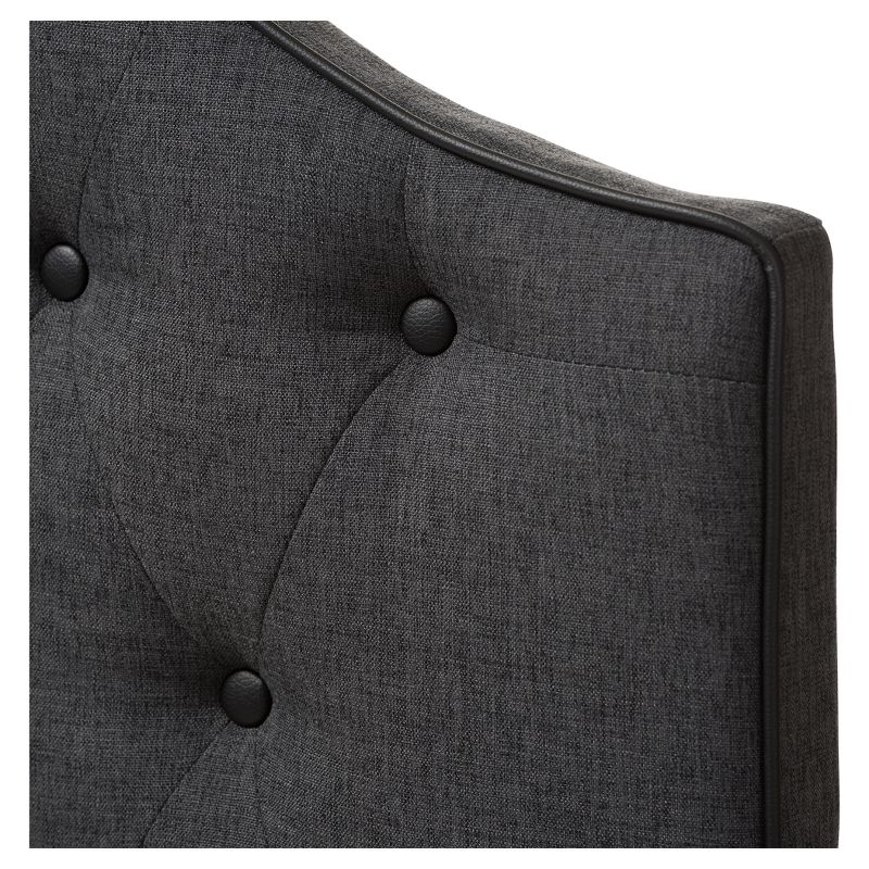 Queen Windsor Modern and Contemporary Fabric Upholstered Scalloped Buttoned Headboard Dark Gray - Baxton Studio, 4 of 7
