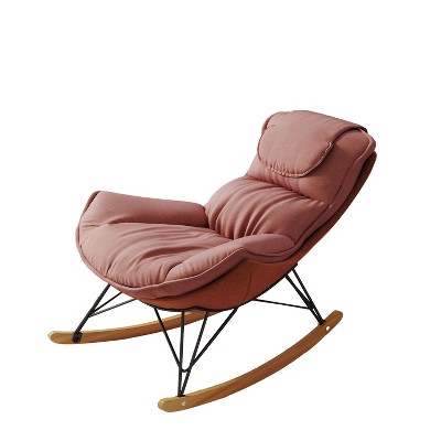 NicBex Milk Velvet Fabric Glider Rocking Chair,Upholstered Armless Nursery Rocking Chairs,Modern Rocking Chair,Nursing Chair for Bedroom