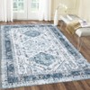 9x12 Washable Rug Non-Slip Oriental Carpet - Vintage Low Pile Throw Rug for Living Room, Bedroom (Blue) - 2 of 4