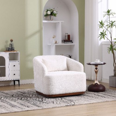 CAVINAS 360 Degree Swivel Chair, Swivel Barrel Chair, Single Sofa Chair, Comfy Round Accent Chair for Living Room, Leisure Arm Chair for Bedroom
