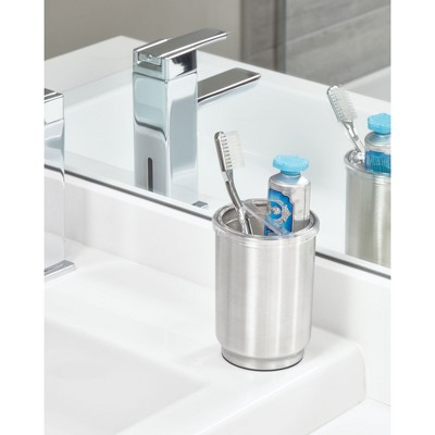 Clear and Brushed Nickel Covered Toothbrush Holder for Kids