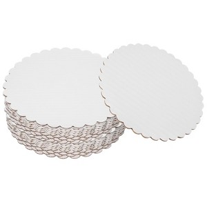 Unique Bargains Disposable Greaseproof Cardboard Scalloped Cake Platters 20 Pcs - 1 of 4
