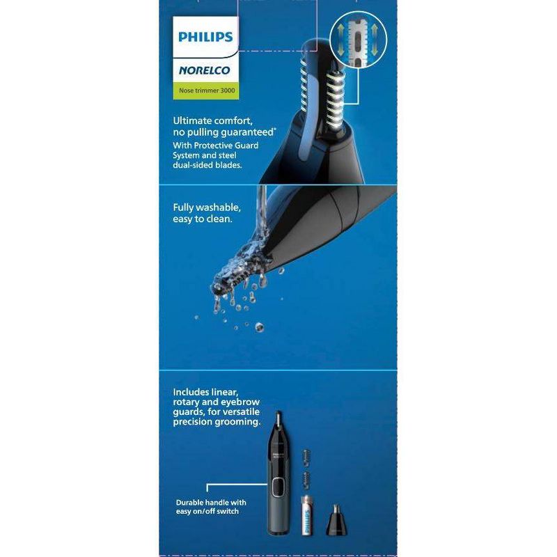 Philips Norelco Series 3000 Men&#39;s Nose/Ear/Eyebrows Electric Trimmer - NT3600/62, 3 of 10