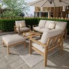 Outdoor 5 PCS Sectional Sofa Set, Low-Profile Design Sofa Set with Coffee Table, Acacia Wood Frame Sofa with Polyester Cushion-Coolbibila - 2 of 4
