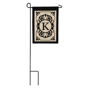 Evergreen Flag Cambridge Chic Letter K Monogram Applique Garden Flag - 12.5" Wide x 18" High - 1 of 4