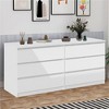 SKRAN 6 Drawer Double Dresser, Particle Board Storage Dressers Organizer for Bedroom, Living Room, Hallway, Antique White - 2 of 4