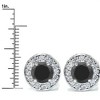 Pompeii3 5/8ct Black & Diamond Round Halo Studs 14K White Gold 1/3" - 3 of 4