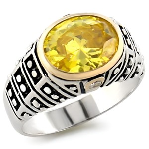 Slickblue Women's 925 Sterling Silver Ring with Topaz CZ, Reverse Two-Tone Design, Oval Solitaire Style, Sizes 5-9 - 1 of 3