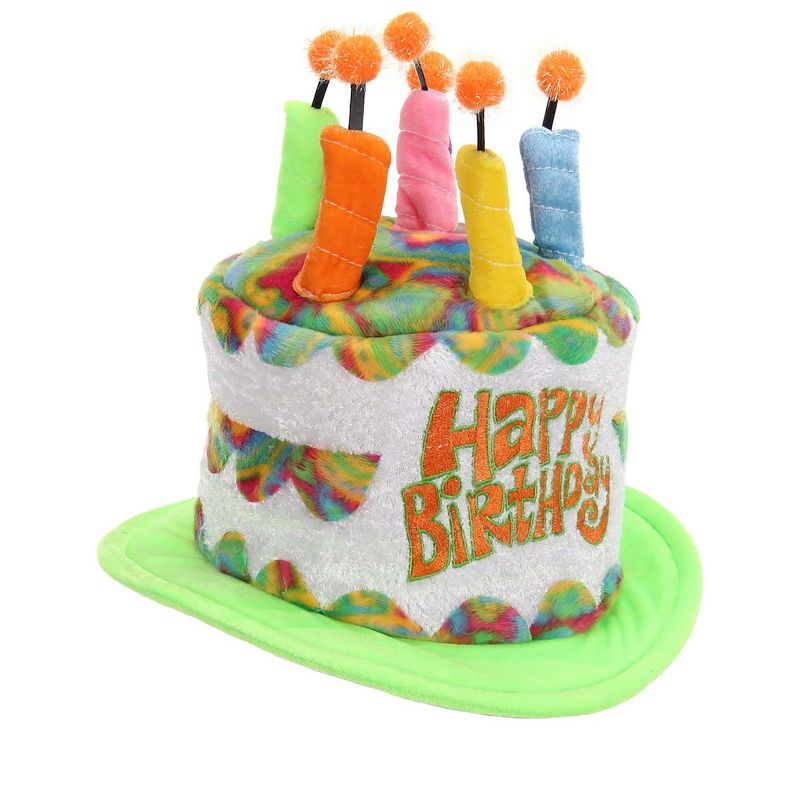 HalloweenCostumes.com    Adult Plush Rainbow Birthday Cake Hat, Multicolored, 4 of 5