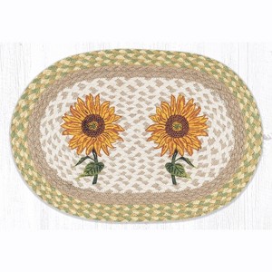 Earth Rugs Farmhouse Sunflowers Oval Placemat 13"x19" Eco-Friendly Dining Accent - 1 of 3