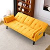 TUYOHW 70'' Foldable Sofa Bed with Cup Holder & Side Storage,Cotton Linen Sofa Bed for Small Spaces - 3 of 4