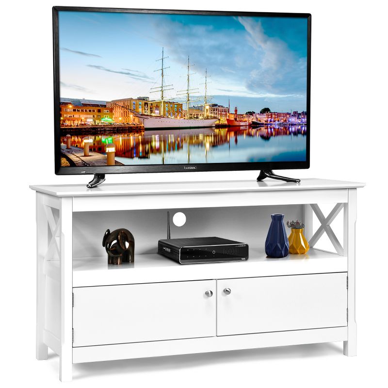 Costway Modern Free Standing TV Cabinet Wooden Console Media Entertainment Center, 1 of 11