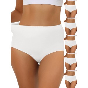 INSPIRE CHIC Women's Elastic High-Waisted Unlined Breathable No-Show Hipster Underwear 6 Packs - 1 of 4