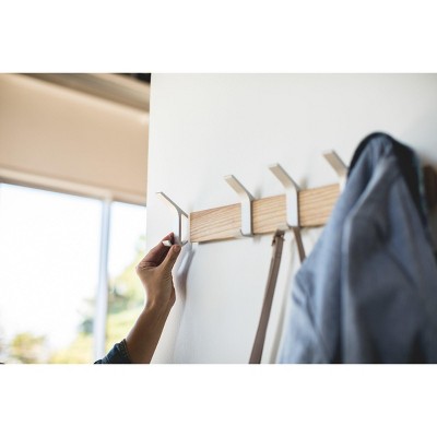 Modern Urban Walnut and Steel Adjustable Wall-Mounted Coat Hanger