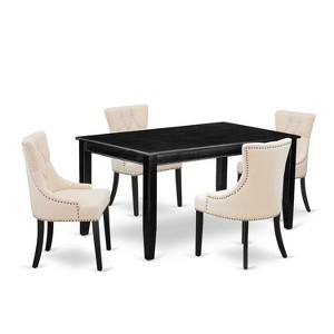 HomeStock 5-Pc Black Finish Solid Wood Top - Rectangular Dining Room Set - Seats 4 - 1 of 4